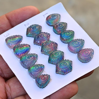 5 pcs Natural Aurora Opal Carving ,Top Quality Rare Aurora Opal Carving Loose Stone, Aurora Opal Carving Gemstone for Making Jewelry