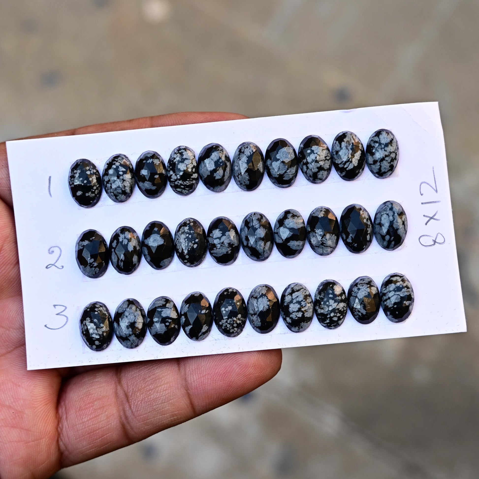 10 Pieces Snowflake Obsidian Cabochon CALIBRATED, Obsidian Loose Stone, Oval Shape 8x12mm Obsidian Lot, Semi Precious Gemstone Cabochon