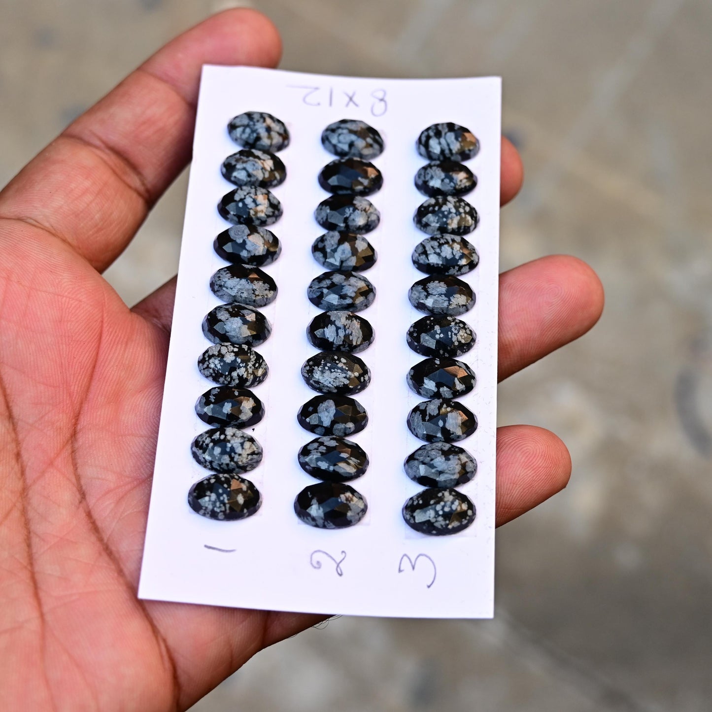 10 Pieces Snowflake Obsidian Cabochon CALIBRATED, Obsidian Loose Stone, Oval Shape 8x12mm Obsidian Lot, Semi Precious Gemstone Cabochon