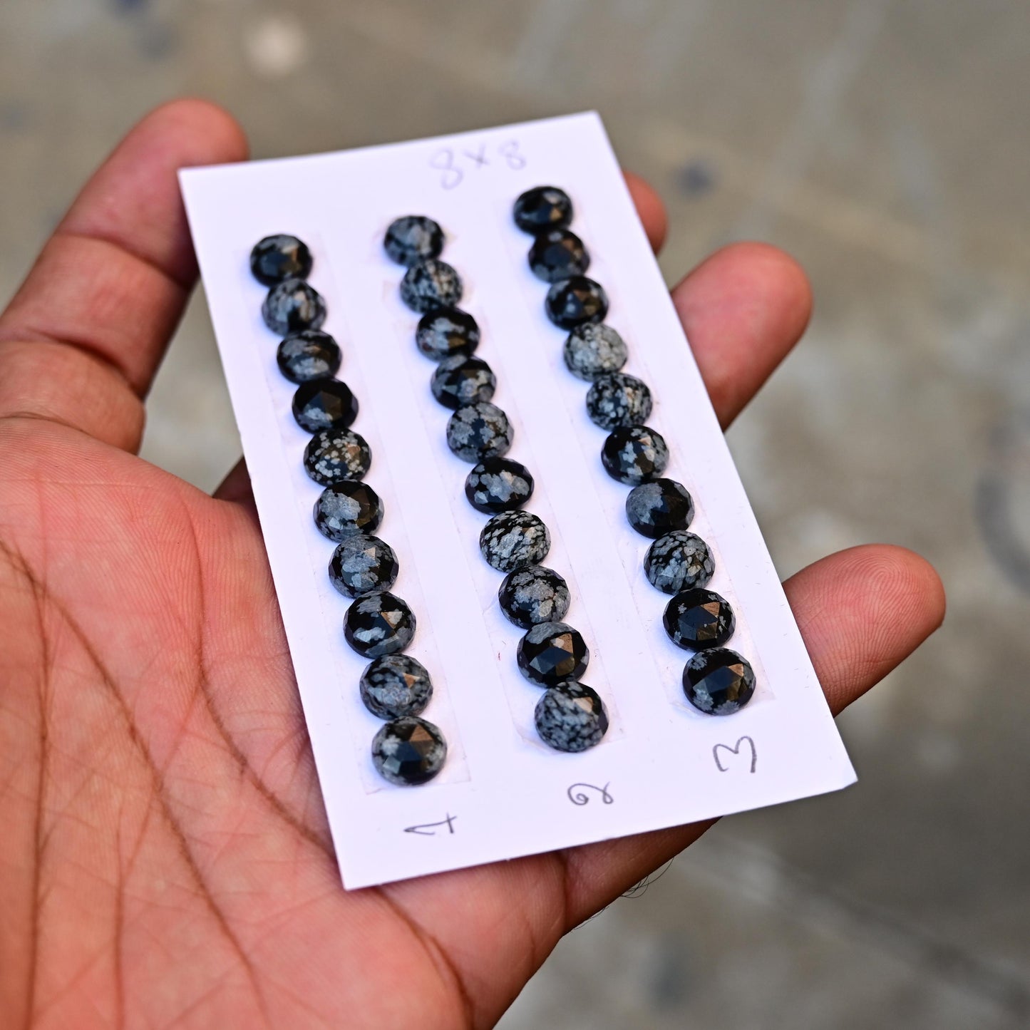 10 Pieces Snowflake Obsidian Cabochon CALIBRATED, Obsidian Loose Stone, Round Shape 8x8mm Obsidian Lot, Semi Precious Gemstone Cabochon