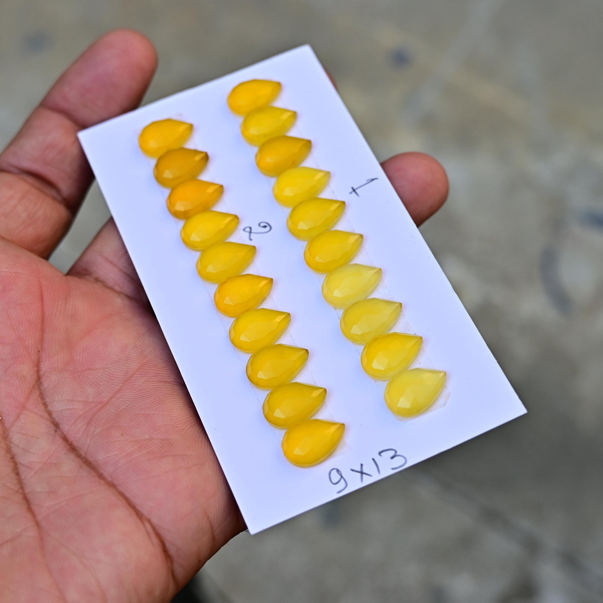 8 Pieces Yellow Chalcedony Cabochon CALIBRATED, Chalcedony Loose Stone, Tear Drop 9x13mm Chalcedony Lot, Semi Precious Gemstone Cabochon