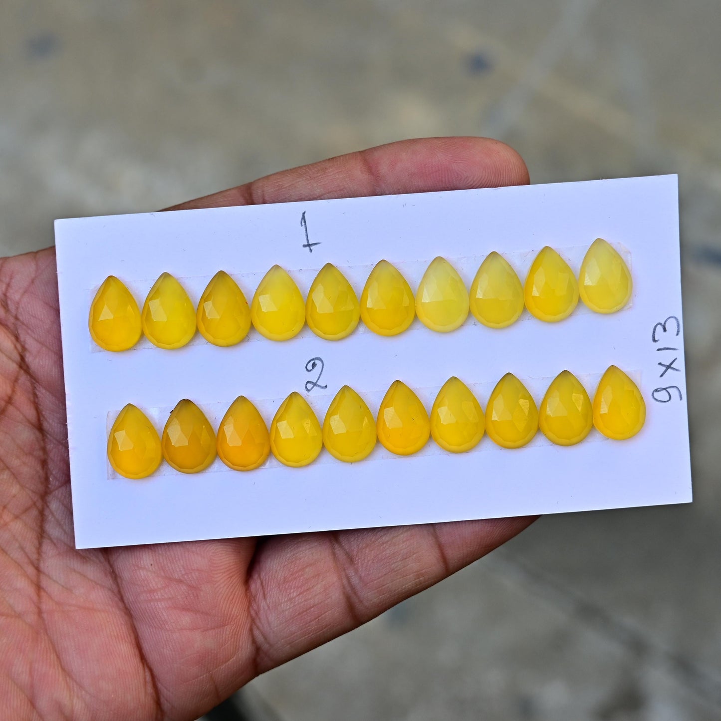 8 Pieces Yellow Chalcedony Cabochon CALIBRATED, Chalcedony Loose Stone, Tear Drop 9x13mm Chalcedony Lot, Semi Precious Gemstone Cabochon