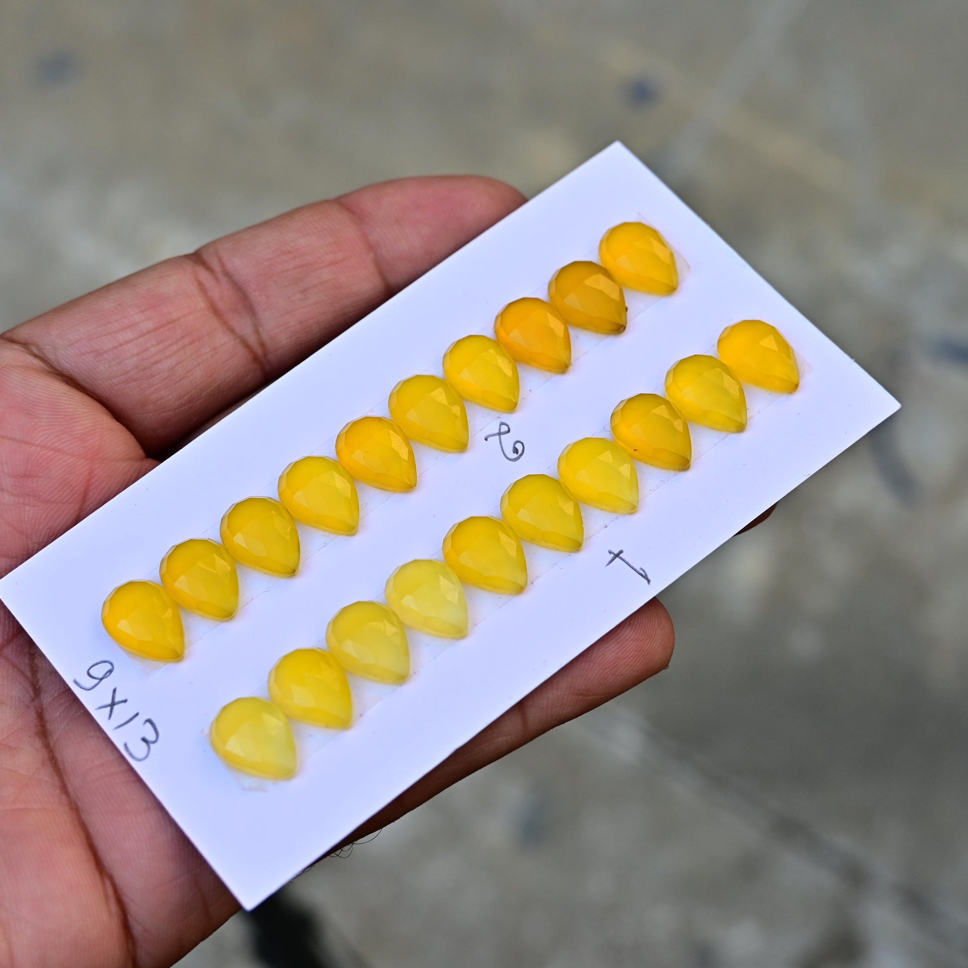 8 Pieces Yellow Chalcedony Cabochon CALIBRATED, Chalcedony Loose Stone, Tear Drop 9x13mm Chalcedony Lot, Semi Precious Gemstone Cabochon