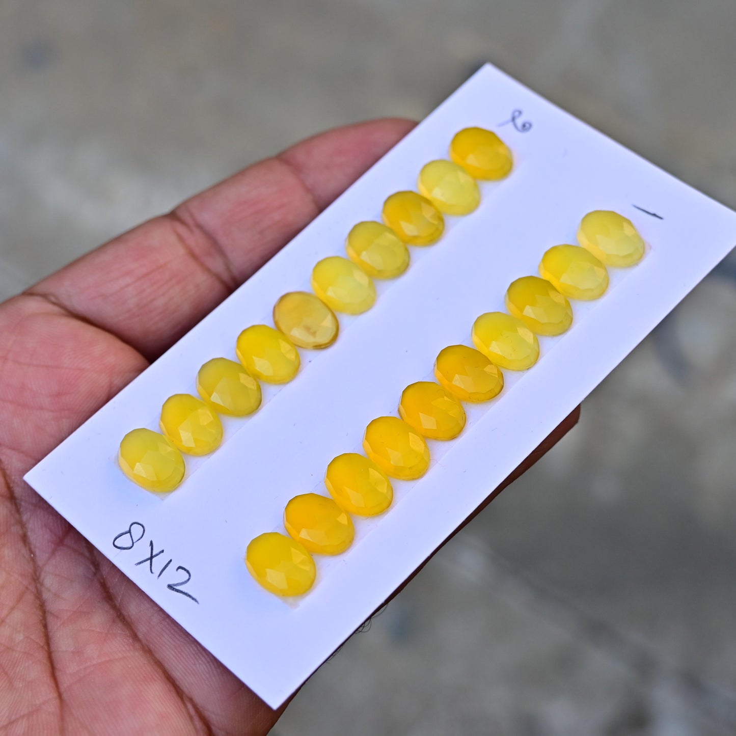 10 pcs Yellow Chalcedony Cabs 8x12mm Calibrated Flat Back Faceted Oval Shape, Yellow Chalcedony Fancy Shape Briolettes for making jewelry