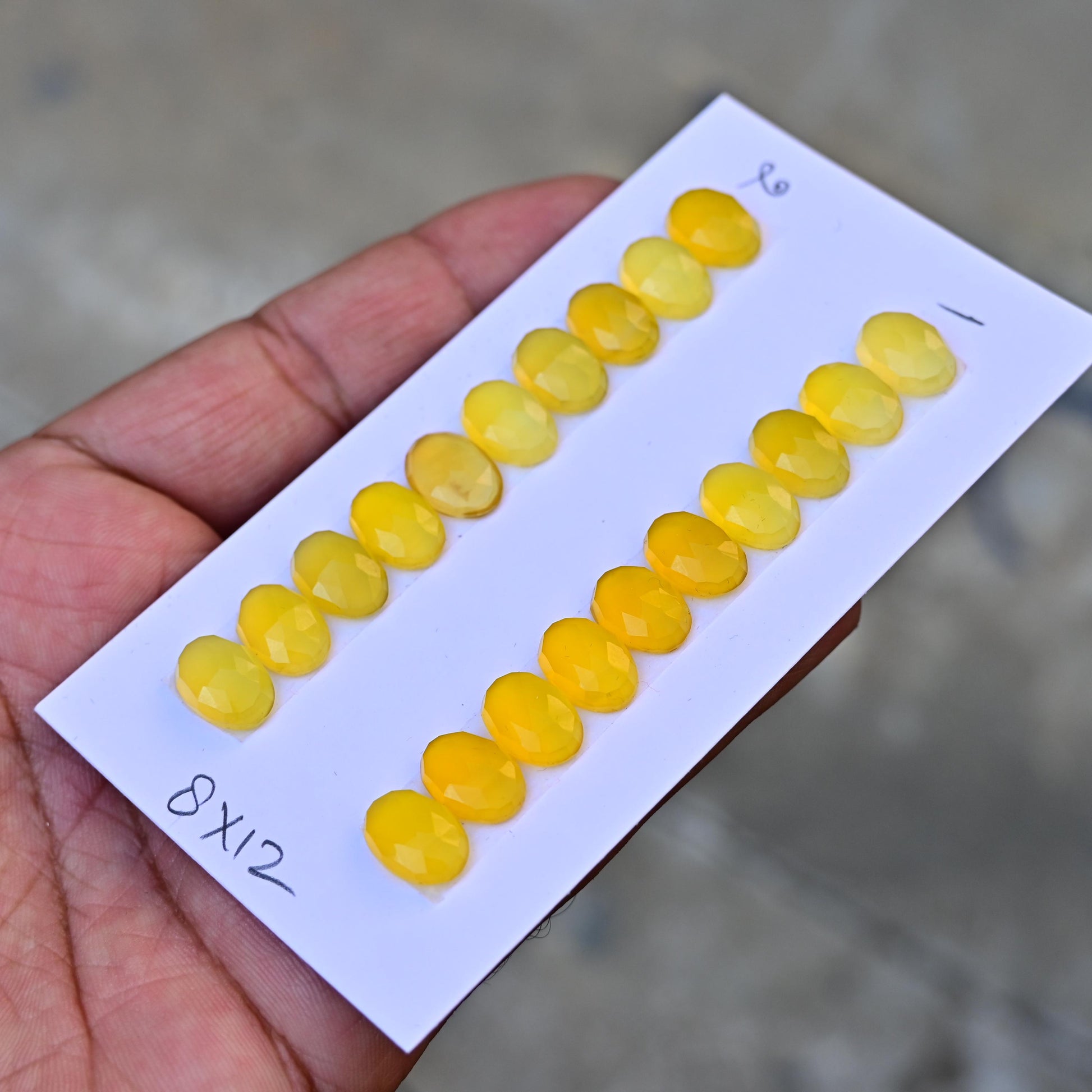 10 pcs Yellow Chalcedony Cabs 8x12mm Calibrated Flat Back Faceted Oval Shape, Yellow Chalcedony Fancy Shape Briolettes for making jewelry