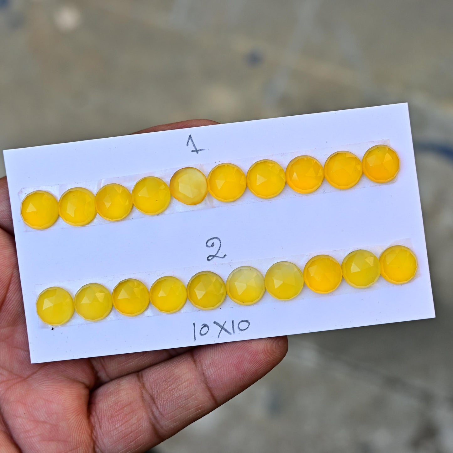 10 pcs Natural Yellow Chalcedony Rosecut Cabochon 10mm Round Shape Calibrated Flat back Super Fine Quality Cabochon for Making Jewelry