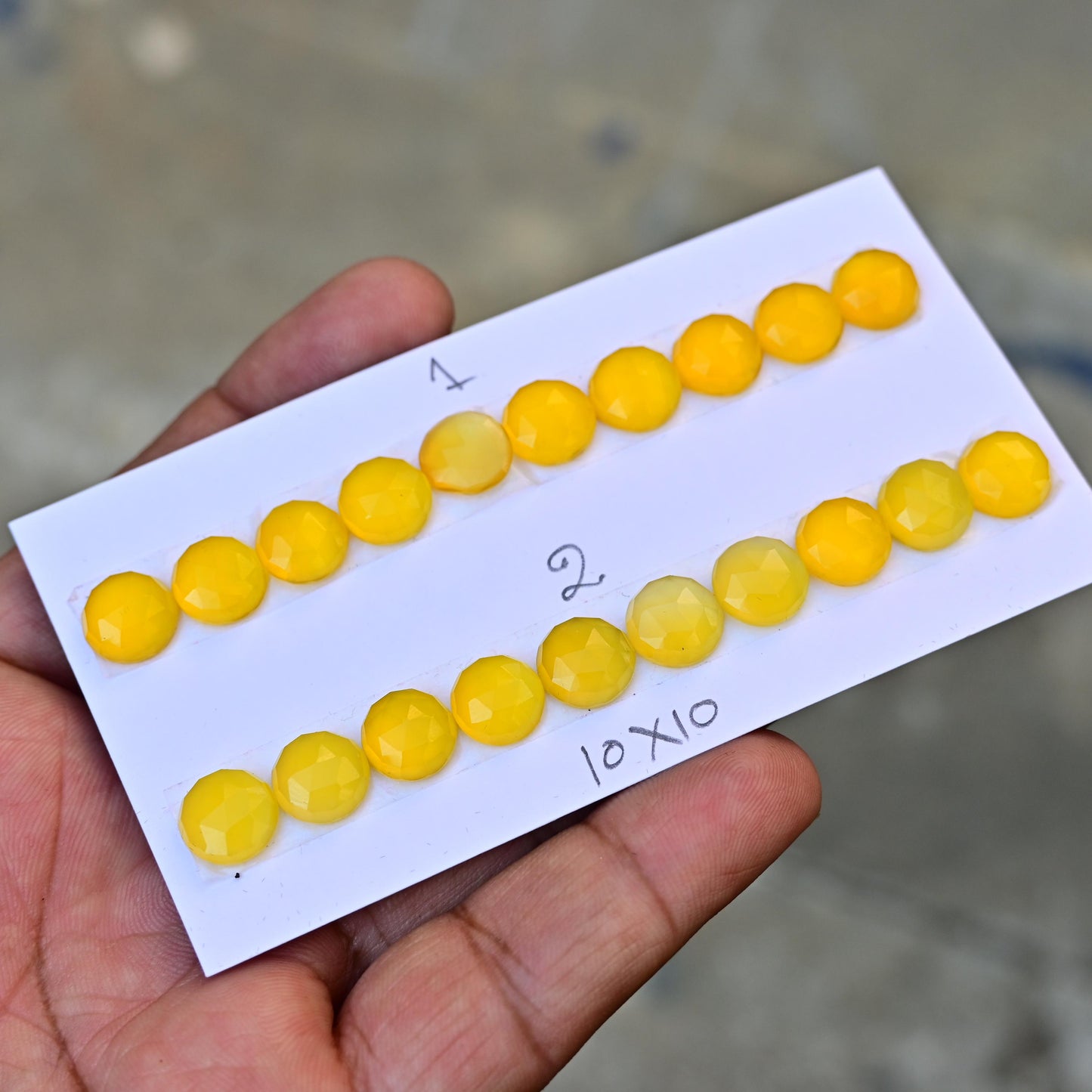 10 pcs Natural Yellow Chalcedony Rosecut Cabochon 10mm Round Shape Calibrated Flat back Super Fine Quality Cabochon for Making Jewelry