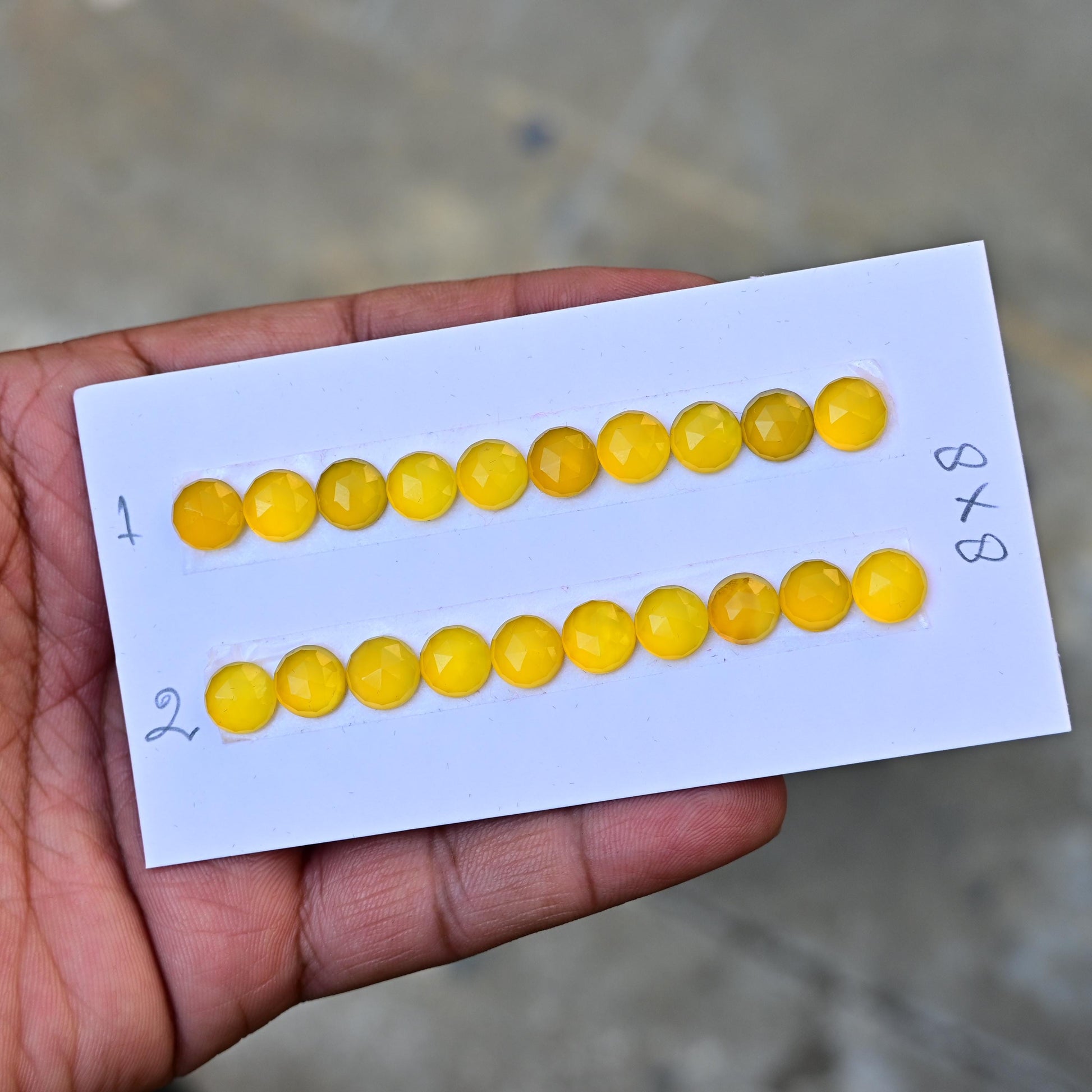 10 pcs Natural Yellow Chalcedony Rosecut Cabochon 8 mm Round Shape Calibrated Flat back Super Fine Quality Cabochon for Making Jewelry