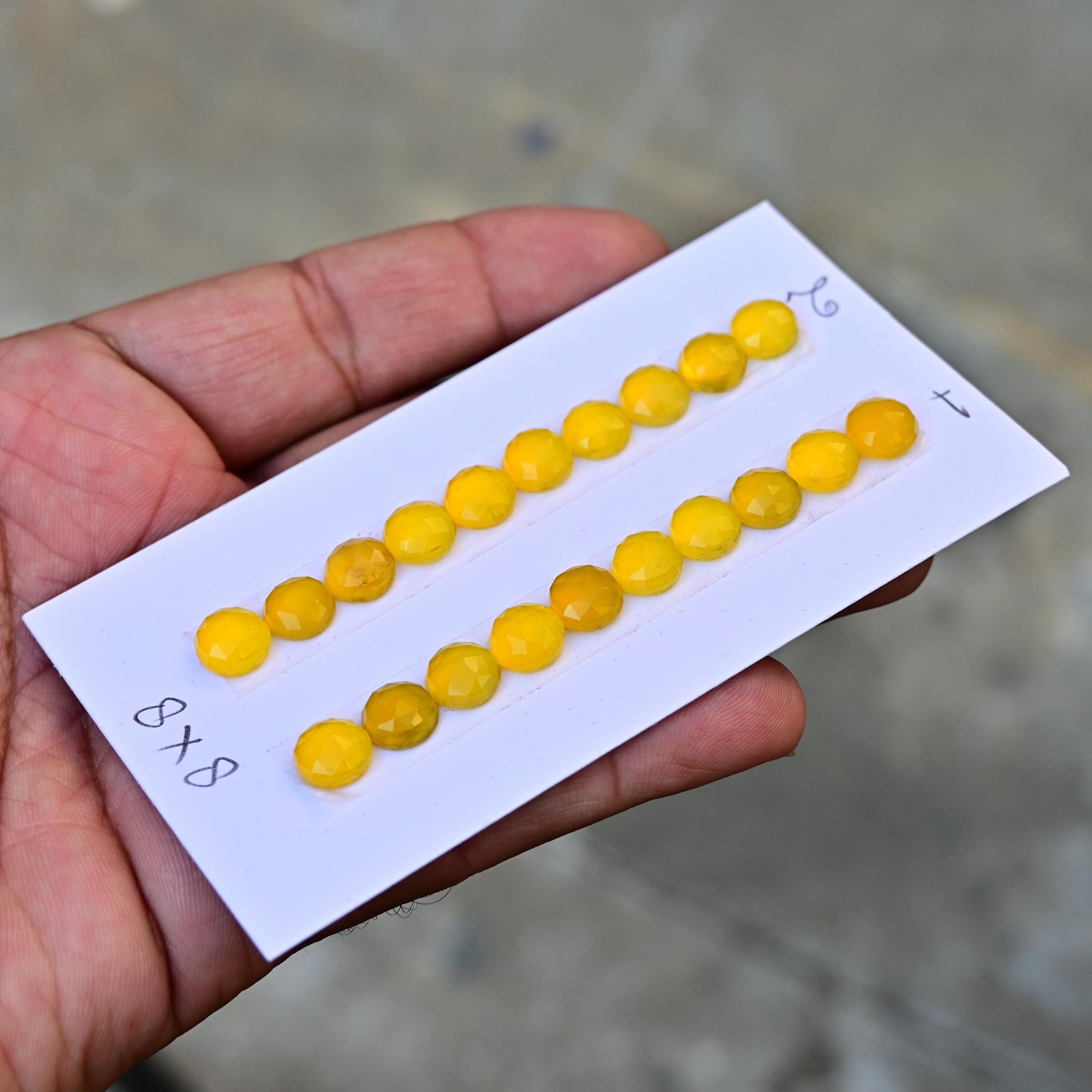 10 pcs Natural Yellow Chalcedony Rosecut Cabochon 8 mm Round Shape Calibrated Flat back Super Fine Quality Cabochon for Making Jewelry