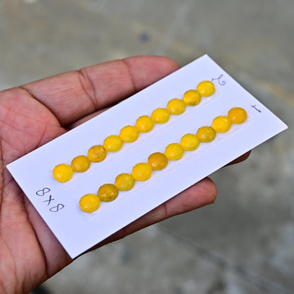 10 pcs Natural Yellow Chalcedony Rosecut Cabochon 8 mm Round Shape Calibrated Flat back Super Fine Quality Cabochon for Making Jewelry