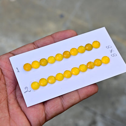 10 pcs Natural Yellow Chalcedony Rosecut Cabochon 8 mm Round Shape Calibrated Flat back Super Fine Quality Cabochon for Making Jewelry