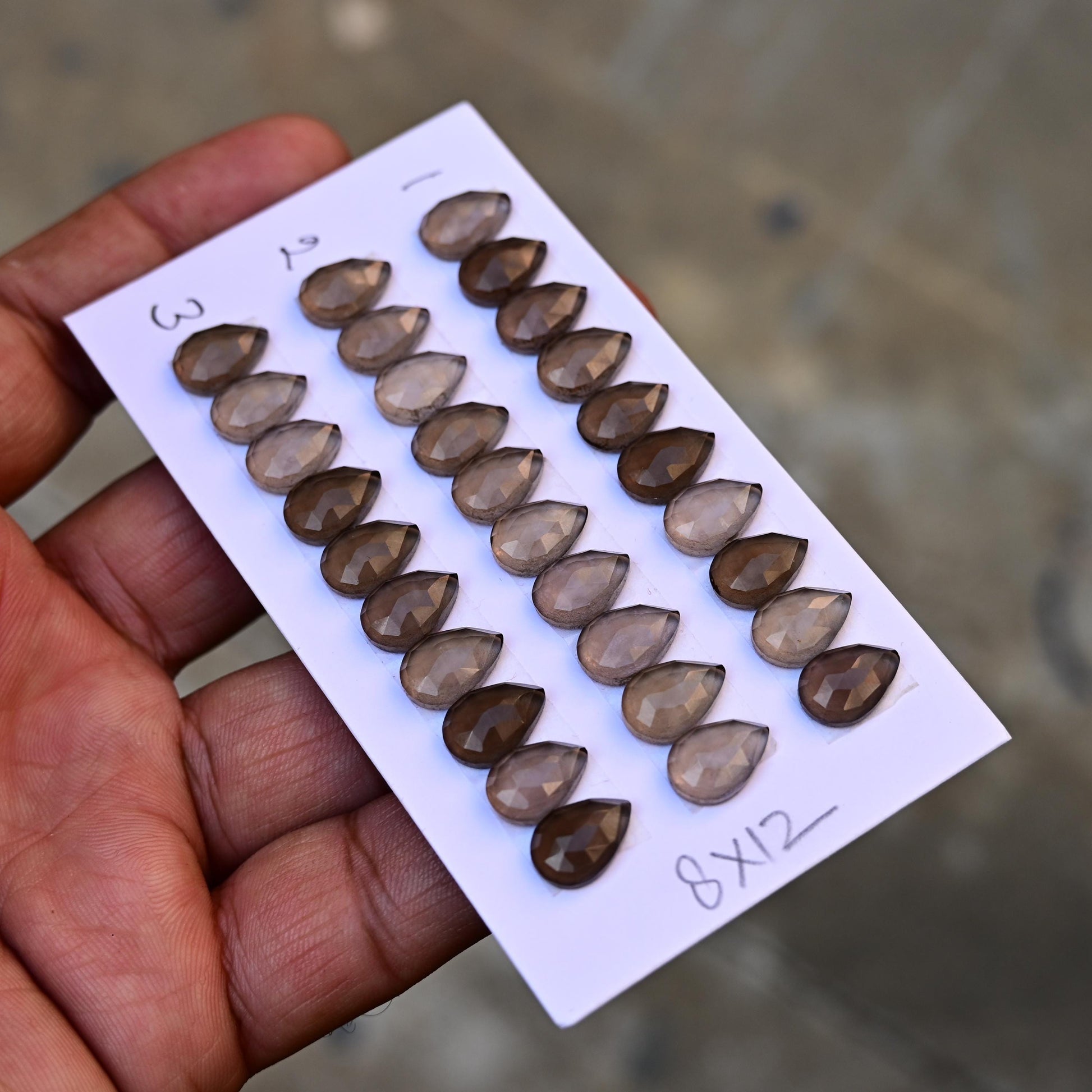 10 pcs Smoky Quartz Cabochon CALIBRATED Tear Drop Shape 8x12mm Quartz Flat back Super Fine Quality Semi Precious Gemstone for Making Jewelry