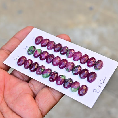 10 pcs Natural Ruby Zoisite Rosecut, Top Quality 8x12mm Oval Calibrated Shape Stone, Ruby Zoisite Gemstone for Making Jewelry