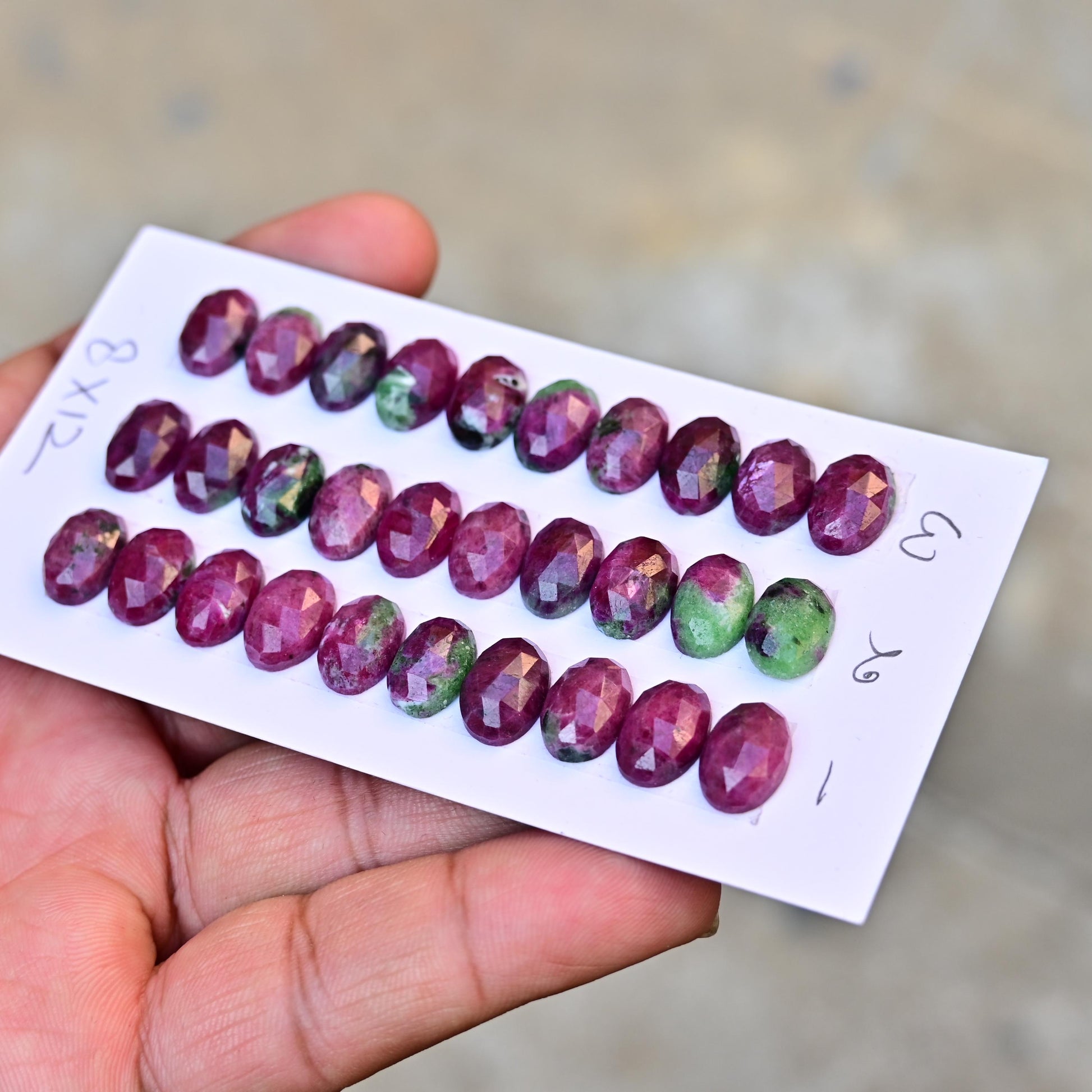 10 pcs Natural Ruby Zoisite Rosecut, Top Quality 8x12mm Oval Calibrated Shape Stone, Ruby Zoisite Gemstone for Making Jewelry