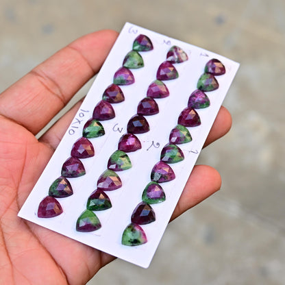 10 pcs Natural Ruby Zoisite Rosecut, Top Quality 10x10mm Trillian Calibrated Shape Stone, Ruby Zoisite Gemstone for Making Jewelry