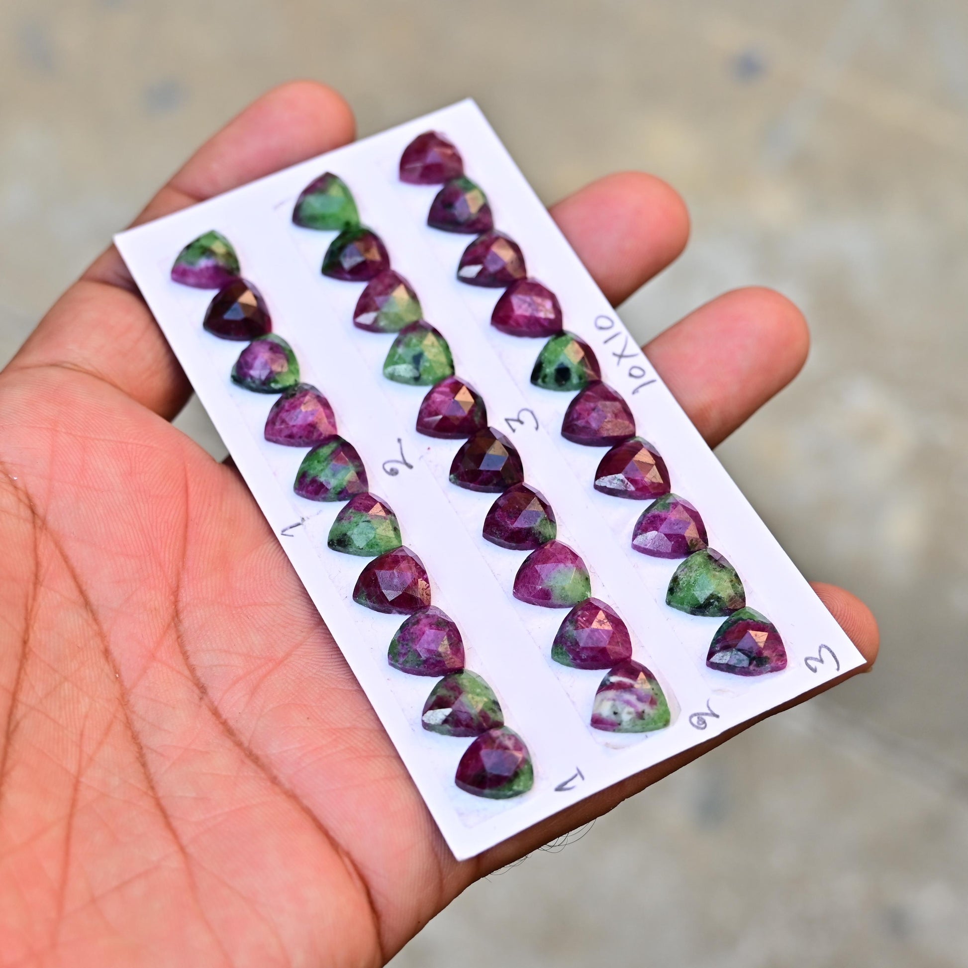 10 pcs Natural Ruby Zoisite Rosecut, Top Quality 10x10mm Trillian Calibrated Shape Stone, Ruby Zoisite Gemstone for Making Jewelry