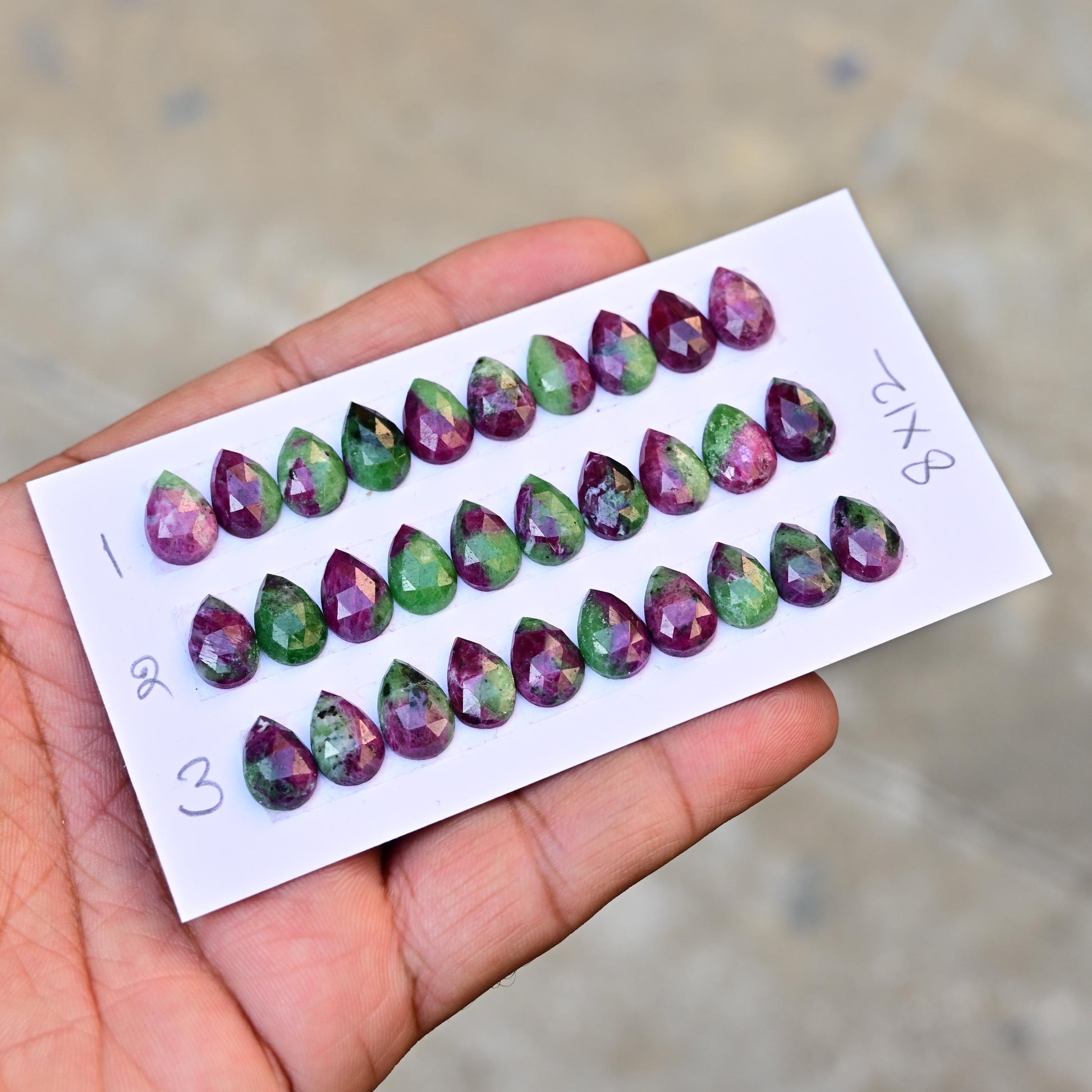 10 pcs Natural Ruby Zoisite Rosecut, Top Quality 8x12mm Tear Drop Calibrated Shape Stone, Ruby Zoisite Gemstone for Making Jewelry