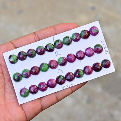 10 pcs Natural Ruby Zoisite Rosecut, Top Quality 10x10mm Round Calibrated Shape Stone, Ruby Zoisite Gemstone for Making Jewelry