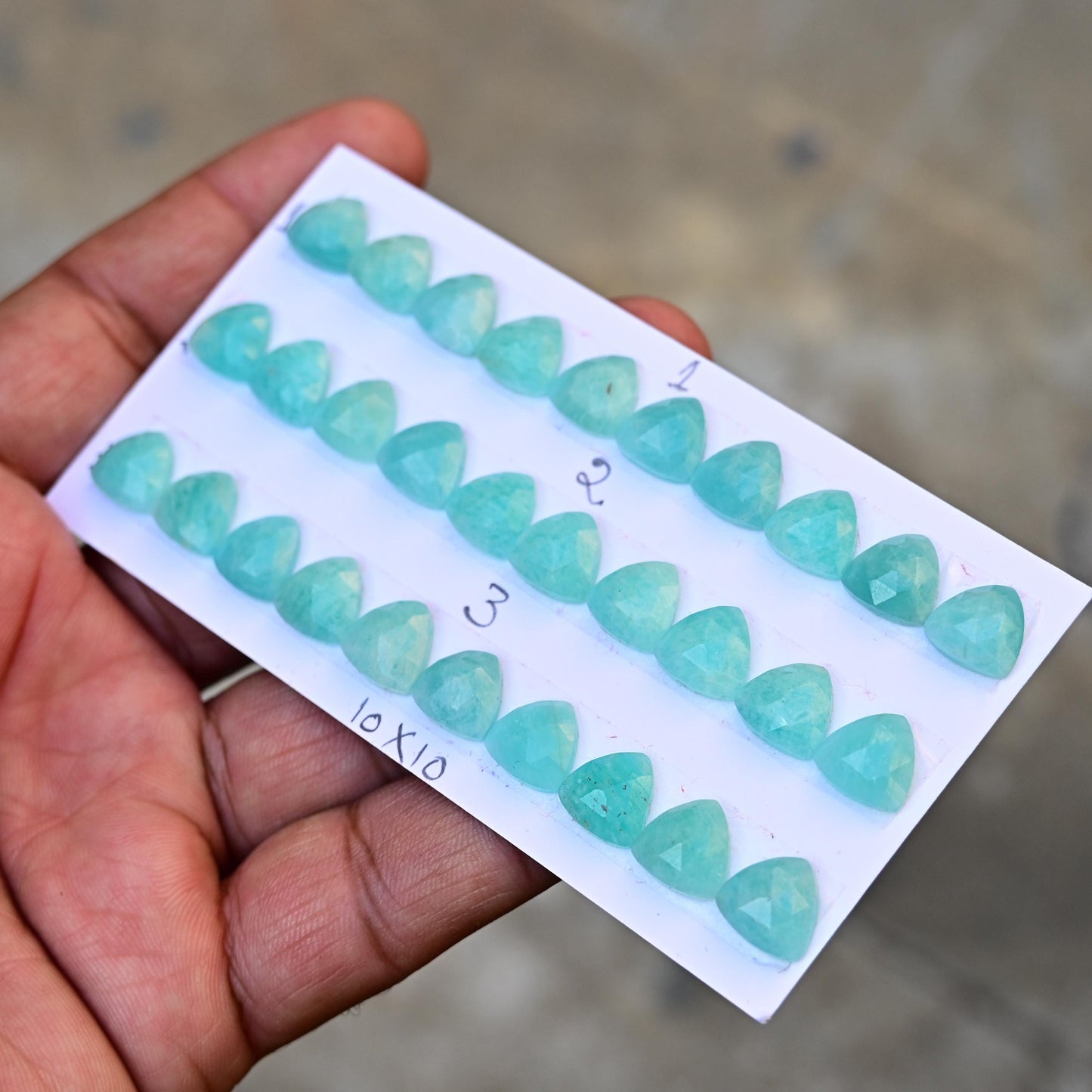 10 pcs Natural Amazonite Rosecut, Top Quality 10x10mm Trillian Calibrated Shape Stone, Amazonite Cabochon Gemstone for Making Jewelry