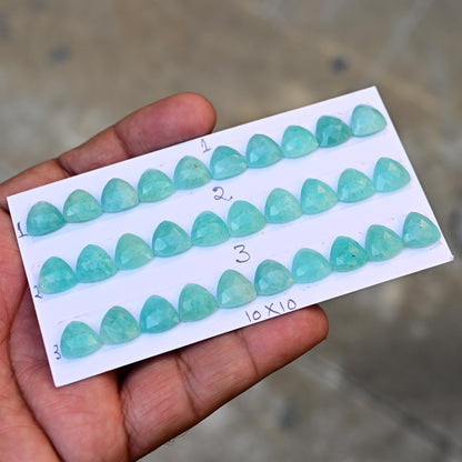 10 pcs Natural Amazonite Rosecut, Top Quality 10x10mm Trillian Calibrated Shape Stone, Amazonite Cabochon Gemstone for Making Jewelry