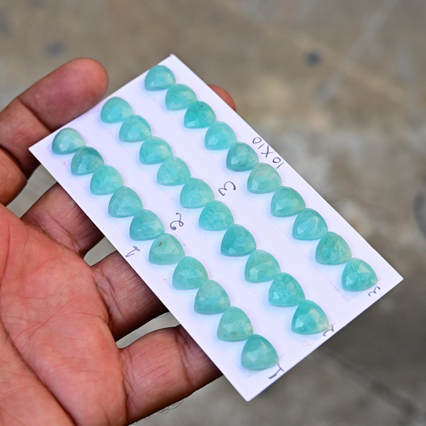 10 pcs Natural Amazonite Rosecut, Top Quality 10x10mm Trillian Calibrated Shape Stone, Amazonite Cabochon Gemstone for Making Jewelry