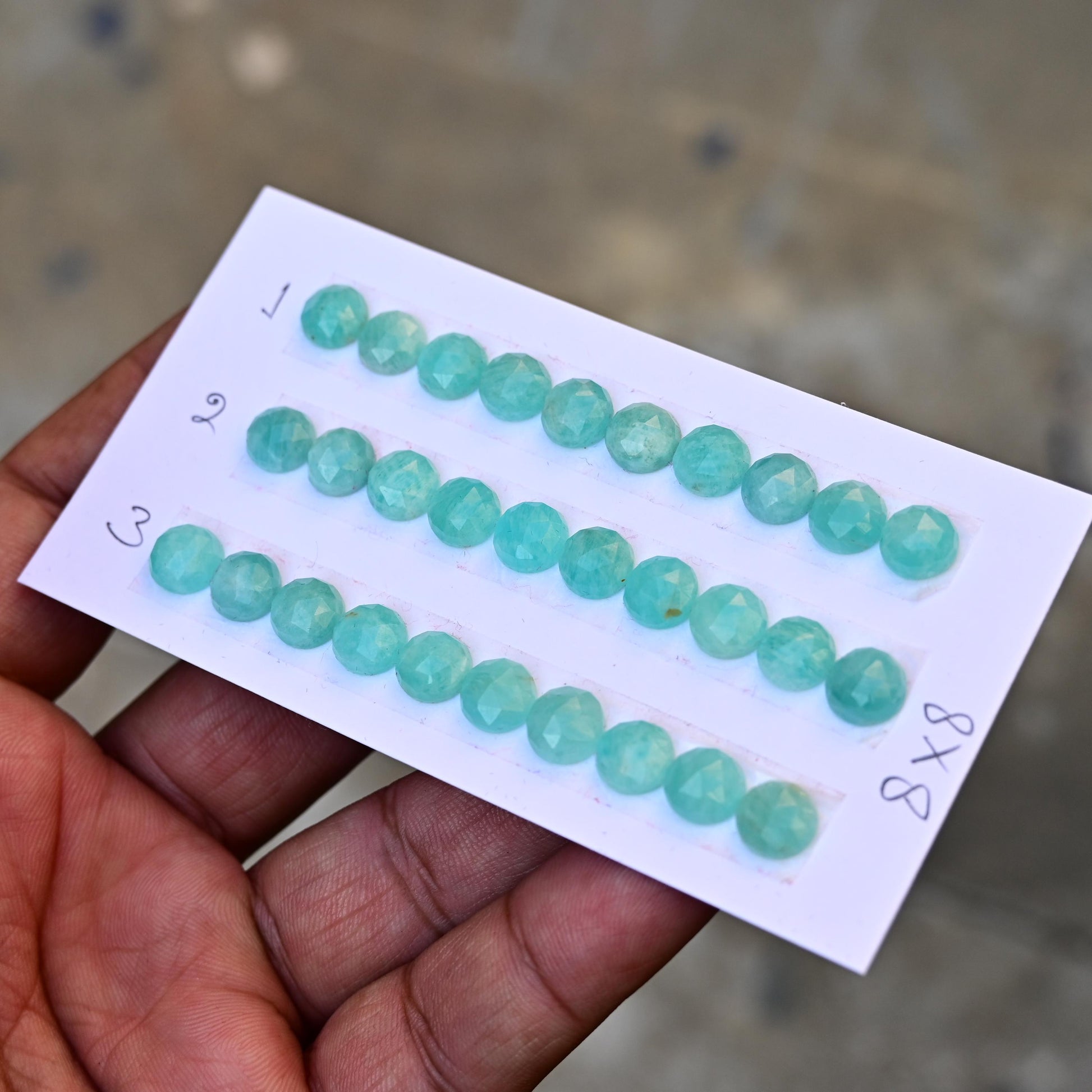 10 pcs Natural Amazonite Rosecut, Top Quality 8x8mm Round Calibrated Shape Stone, Amazonite Cabochon Gemstone for Making Jewelry