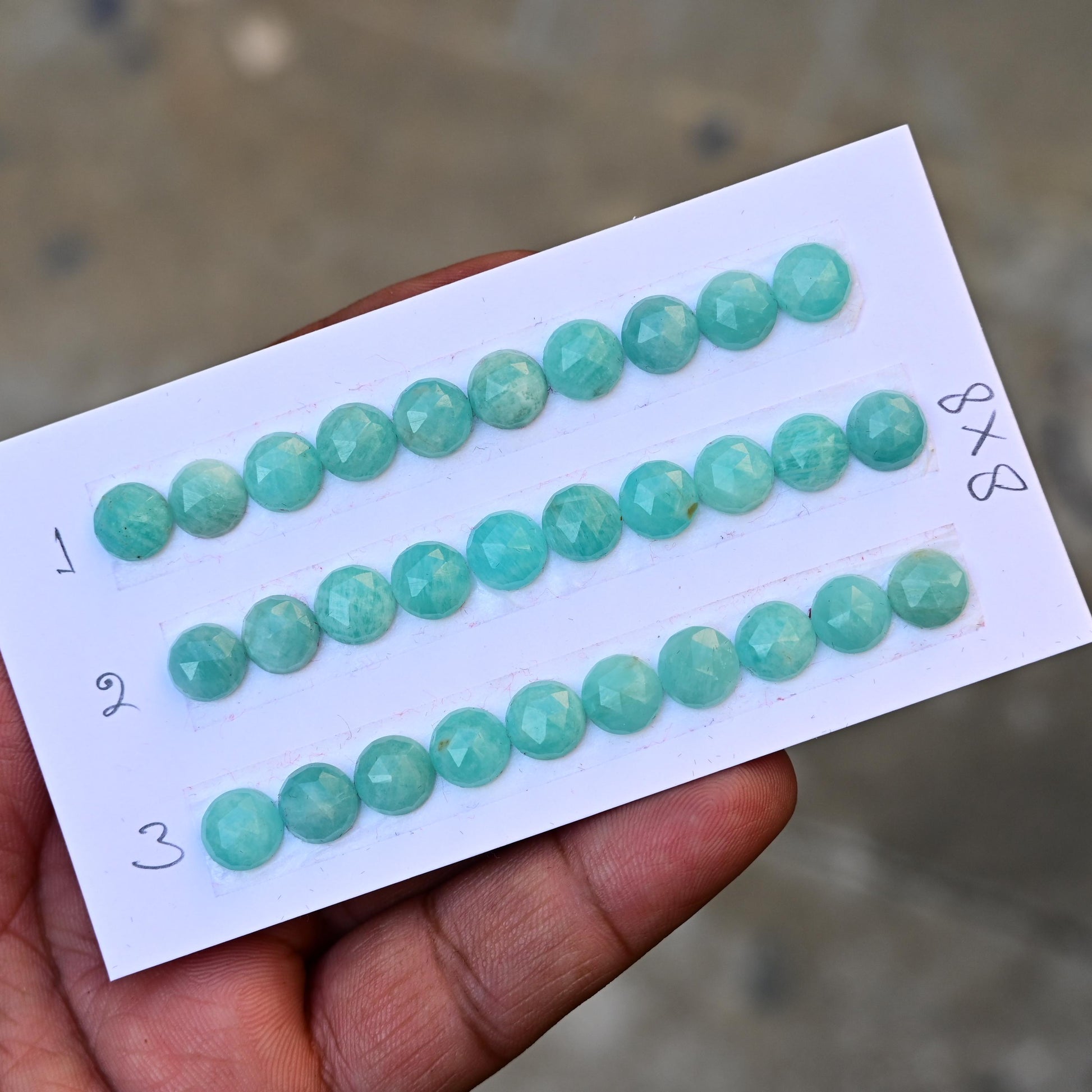 10 pcs Natural Amazonite Rosecut, Top Quality 8x8mm Round Calibrated Shape Stone, Amazonite Cabochon Gemstone for Making Jewelry