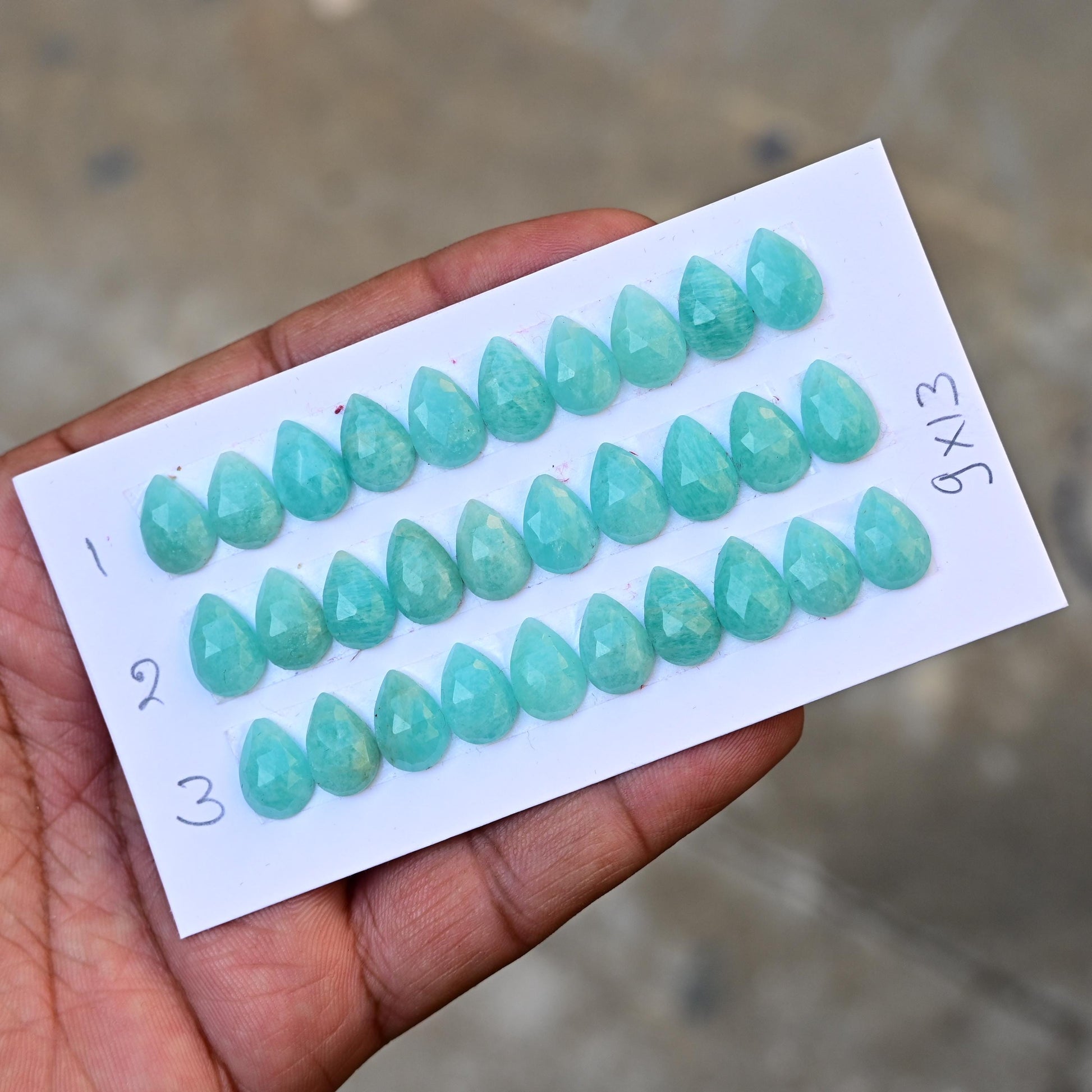 10 pcs Natural Amazonite Rosecut, Top Quality 9x13mm Tear Drop Calibrated Shape Stone, Amazonite Cabochon Gemstone for Making Jewelry