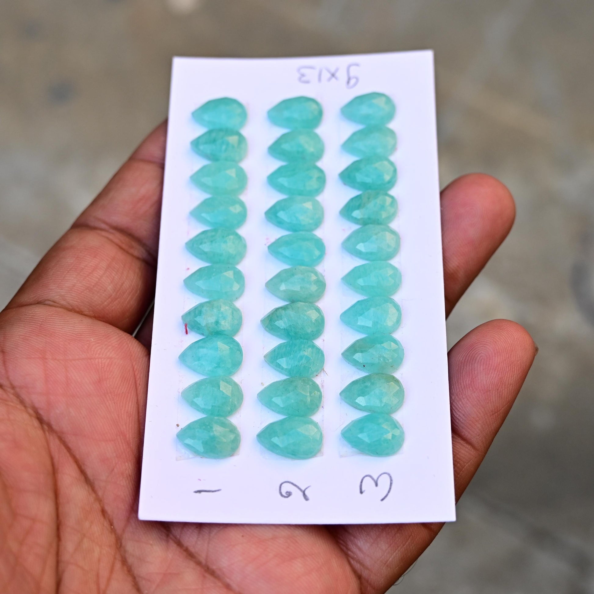 10 pcs Natural Amazonite Rosecut, Top Quality 9x13mm Tear Drop Calibrated Shape Stone, Amazonite Cabochon Gemstone for Making Jewelry