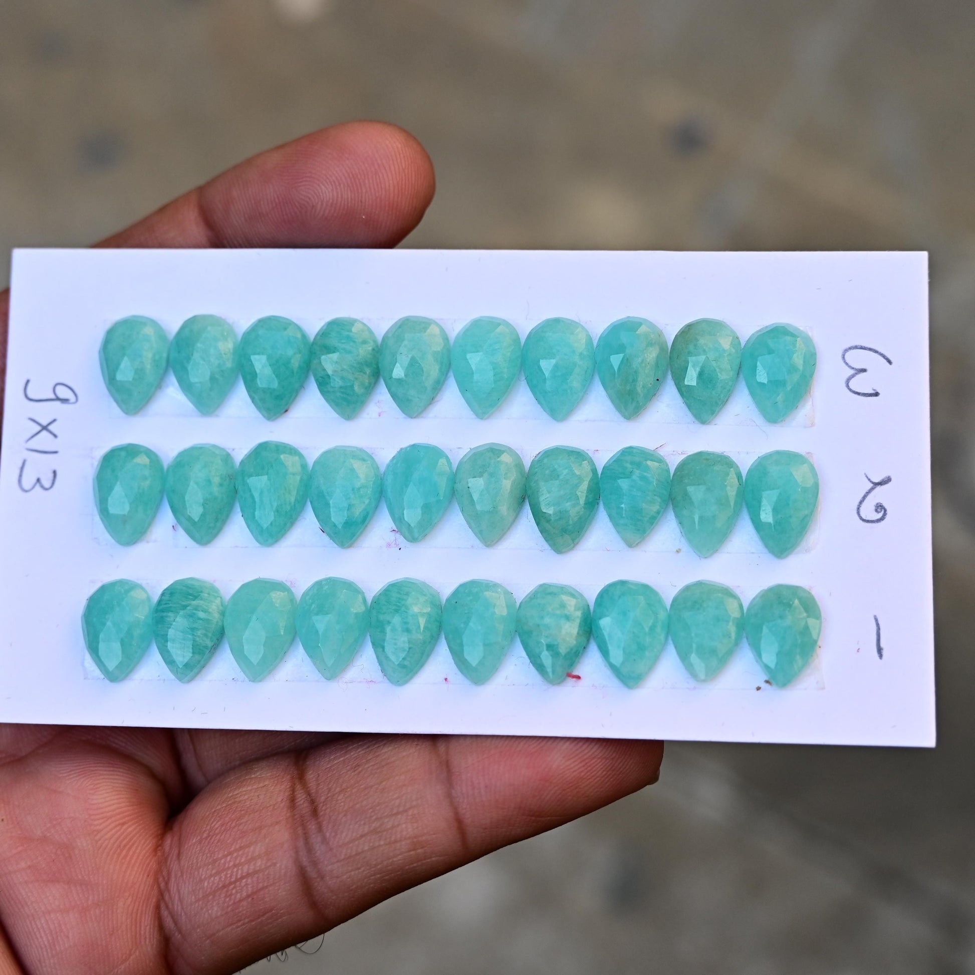 10 pcs Natural Amazonite Rosecut, Top Quality 9x13mm Tear Drop Calibrated Shape Stone, Amazonite Cabochon Gemstone for Making Jewelry