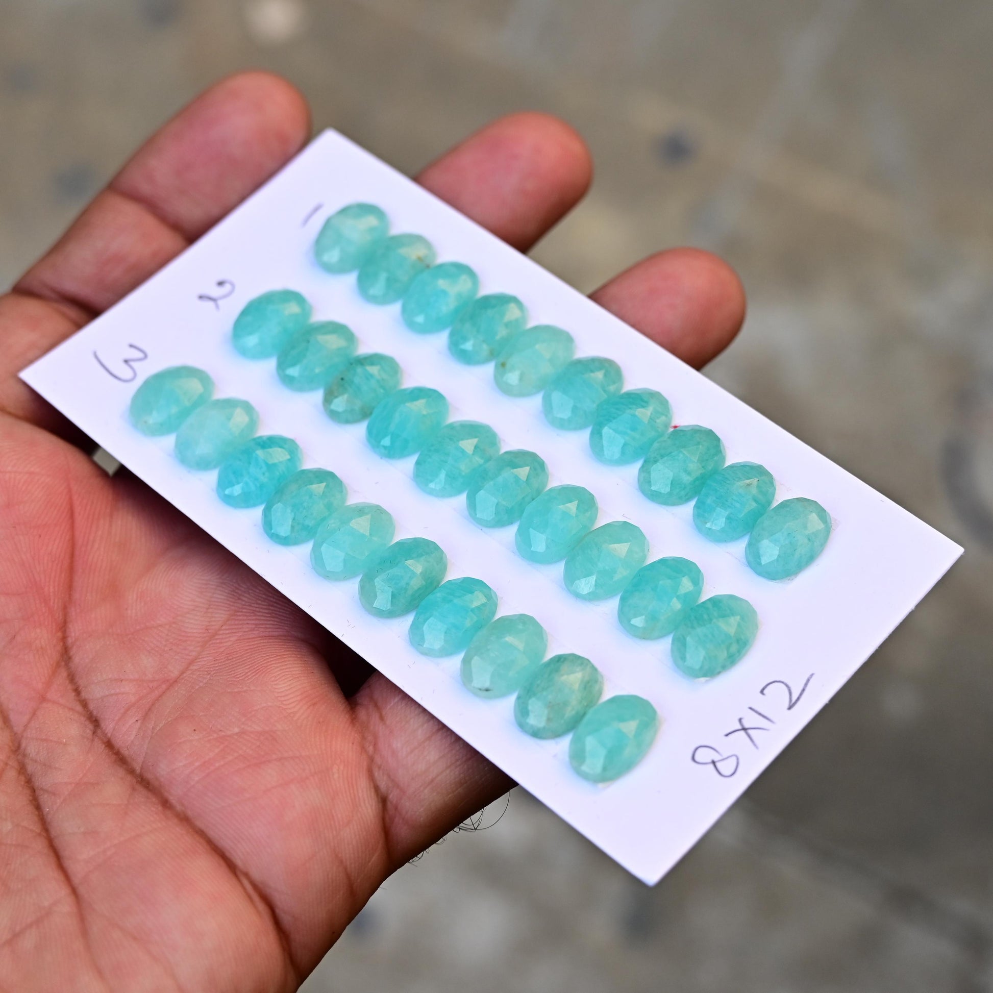 10 pcs Natural Amazonite Rosecut, Top Quality 8x12mm Oval Calibrated Shape Stone, Amazonite Cabochon Gemstone for Making Jewelry