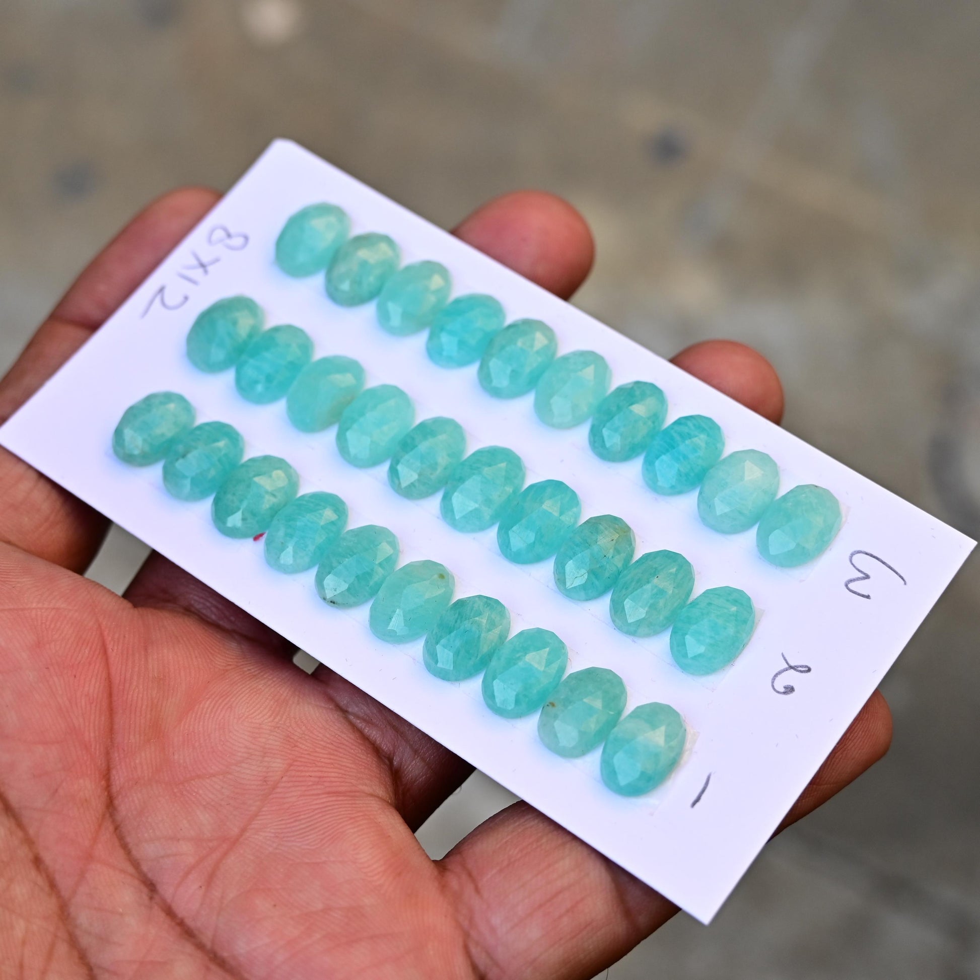 10 pcs Natural Amazonite Rosecut, Top Quality 8x12mm Oval Calibrated Shape Stone, Amazonite Cabochon Gemstone for Making Jewelry