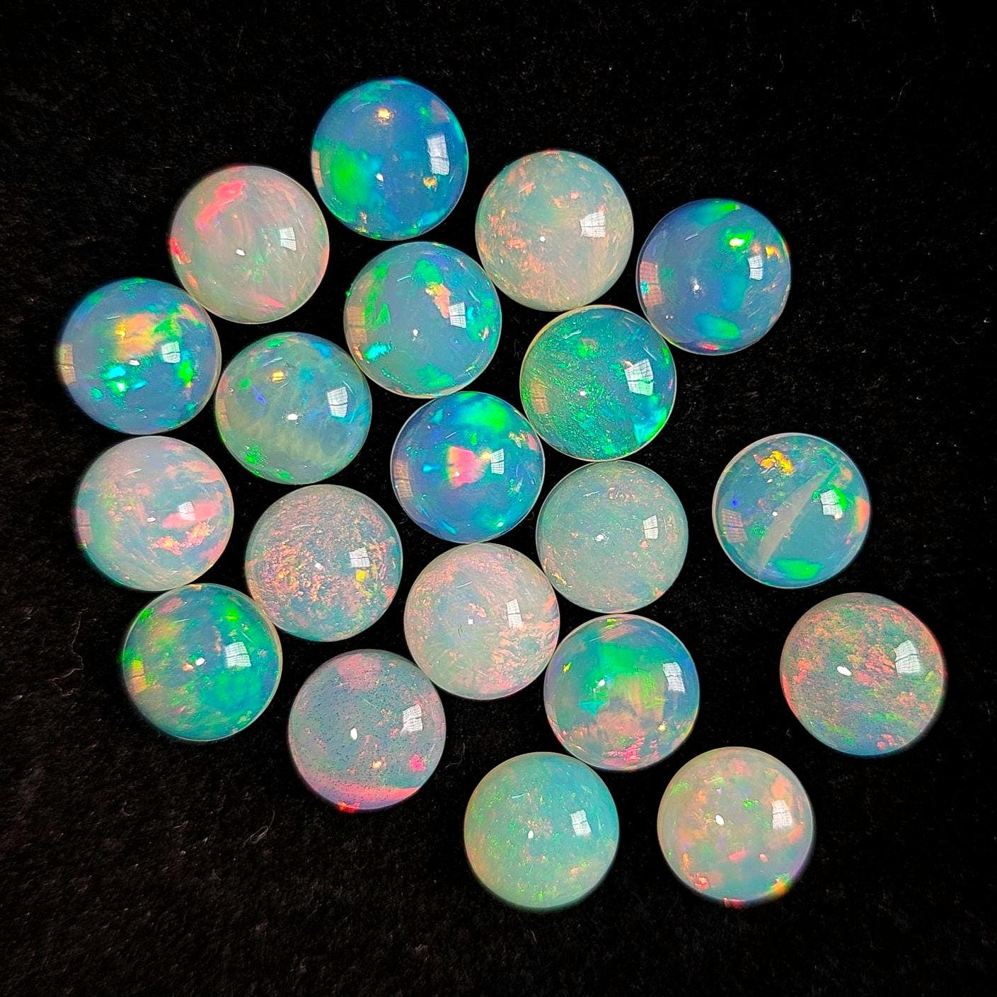 1pc Natural Top 10mm Ethiopian Welo Opal Round Shape Cabochon Loose Gemstone For Ring and Jewelry Making