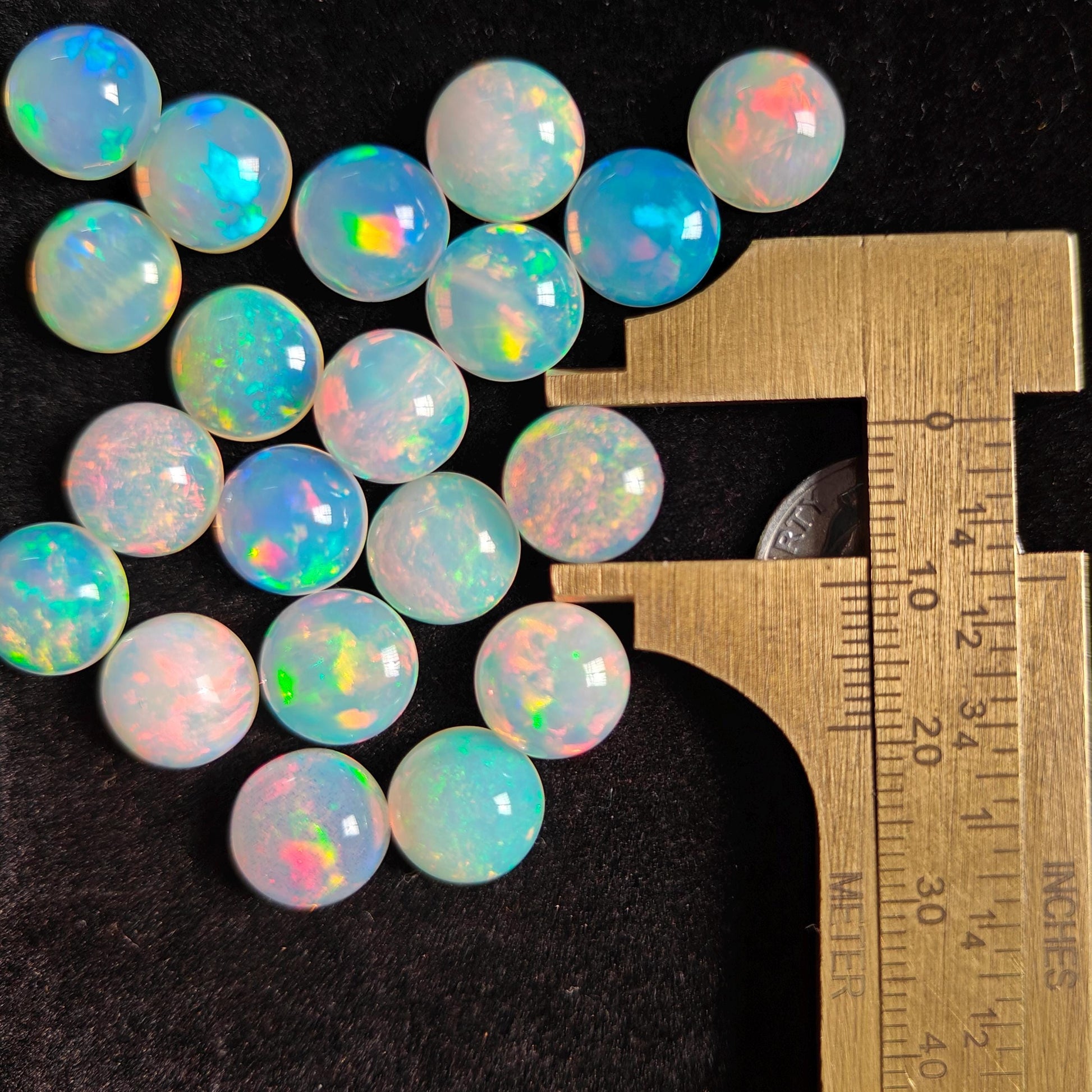 1pc Natural Top 10mm Ethiopian Welo Opal Round Shape Cabochon Loose Gemstone For Ring and Jewelry Making