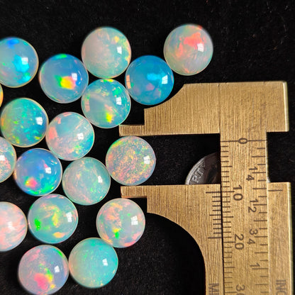 1pc Natural Top 10mm Ethiopian Welo Opal Round Shape Cabochon Loose Gemstone For Ring and Jewelry Making