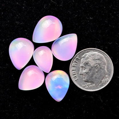 6 pcs Natural Aurora Opal Cabochon, 10X14 - 8X11mm Top Quality Rare Aurora Opal Cabochon, Aurora Opal Smooth Gemstone for Making Jewelry