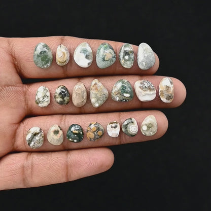 47.8cts Ocean Jasper Smooth Cabochons  Mix Shape Cabochon 6x7mm - 9x13mm AA Grade Gemstone Parcel - Total 20 Pcs