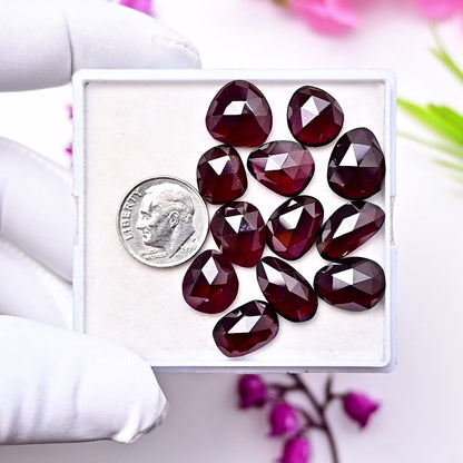 71.5cts Rhodolite Garnet Rosecut Cabochon Shape : Freeform Shape 11x14mm AA Grade Gemstone Parcel - Total 12Pcs