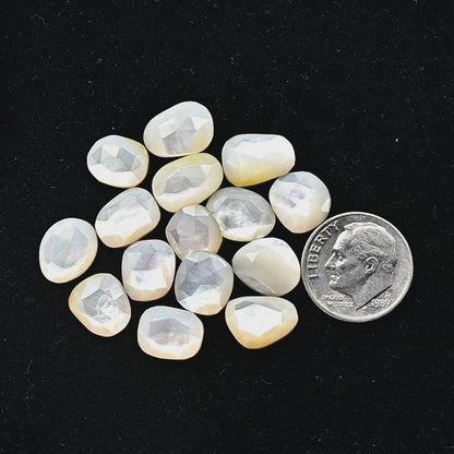 36.60cts Mother of Pearl Rose Cut 8X11mm and 9x12mm Freeform Shape AA Grade Gemstone Parcel -Total 15 Pcs