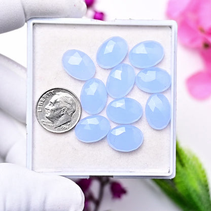 31,4 Karat blauer Chalcedon im Rosenschliff, 8 mm, runde Form, Edelsteinklasse AA, Paket – insgesamt 15 Stück