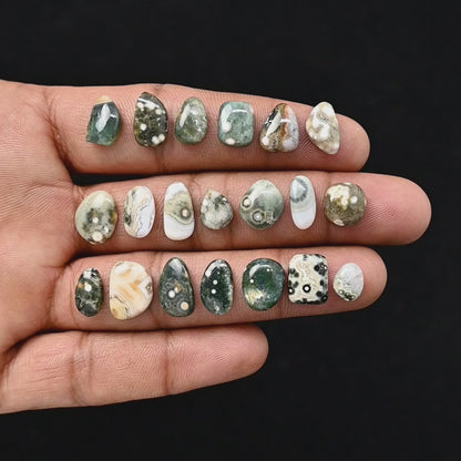 44.2cts Ocean Jasper Smooth Cabochons  Mix Shape Cabochon 5X11mm - 9x12mm AA Grade Gemstone Parcel - Total 20 Pcs