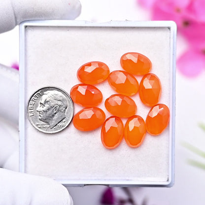 30.8cts Natural Carnelian 8X12mm Oval Shape Rose Cut Cabochon AA Grade Gemstone Parcel -Total 10 Pcs