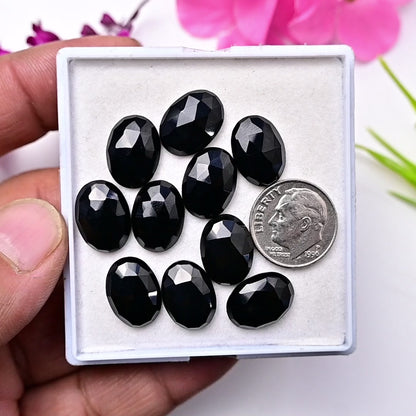 41,90 ct Schwarzer Onyx-Rosenschliff-Cabochon 7 x 10 mm – 9 x 14 mm, Edelsteinpaket der Güteklasse AA, insgesamt 15 Stück