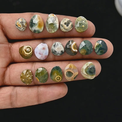 43.8cts Ocean Jasper Rose Cut 8x10mm - 9x14mm Freeform Shape AA Grade Gemstone Parcel -Total 16 Pcs