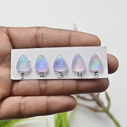 10x14mm - 12x13mm Aurora Opal Doublet Evil Eye Trilliant Form Schnitzerei zur Schmuckherstellung AA Grade Lose Edelstein - Einzelstück