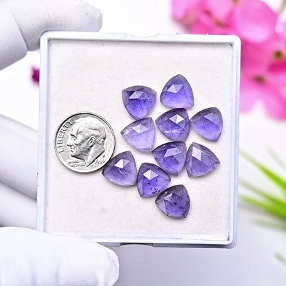 27.3cts Natural Iolite 10x10mm Calibrated Rose Cut Cabochon Trillian Shape AA Grade Gemstone Parcel -Total 10 Pcs