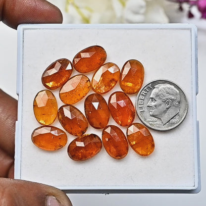 41,50 ct. Orangefarbener Kyanit im Rosenschliff, 8 x 12 mm, ovale Form, Edelsteinklasse AA, Paket – insgesamt 13 Stück.