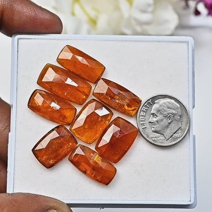 45,70 ct. Orangefarbener Kyanit im Rosenschliff, 8 x 16 mm – 9 x 18 mm, Baguetteform, Edelsteinpaket der Güteklasse AA – insgesamt 8 Stück.