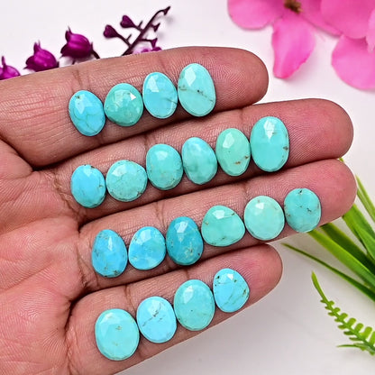 54.3cts Kingman Turquoise Rosecut Freeform shape 9x11 - 11x13mm AA Grade Gemstone Parcel - Total 20 pcs