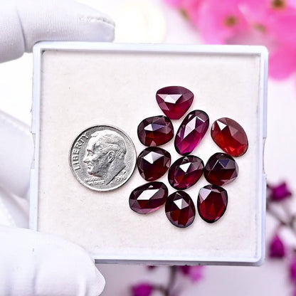 32.4cts Rhodolite Garnet Rosecut Cabochon 9X13mm AA Grade Gemstone Parcel - Total 10 Pcs